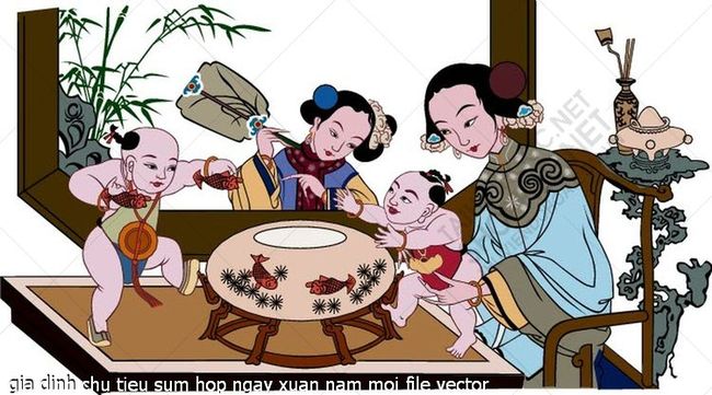 gia dinh chu tieu sum hop ngay xuan nam moi file vector